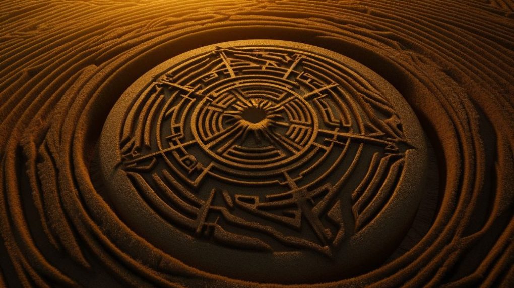 A creepy looking crop circle photographed from high above
