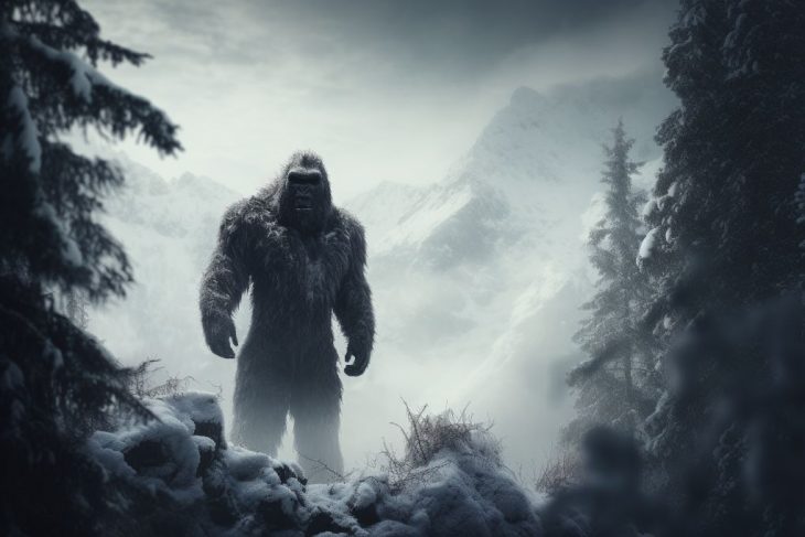 A monster bigfoot in the distance
