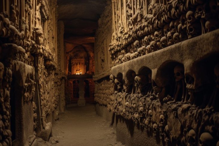 Labyrinthine corridors of the Catacombs, home to countless souls.