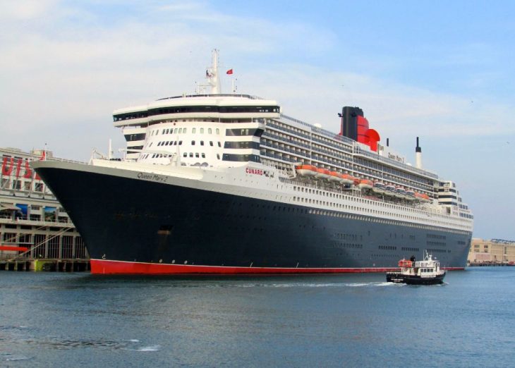 View of the historic Queen Mary ship, its grandeur entwined with chilling ghost stories.