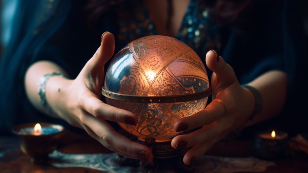 Hands holding a mysterious crystal ball.