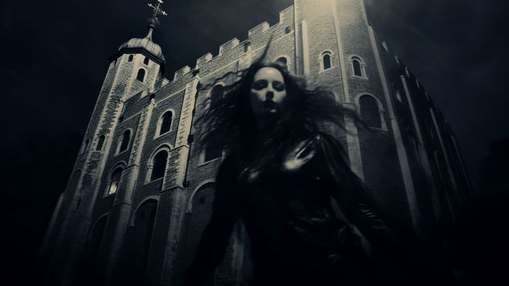 Ghost of a woman in front of Tower of London