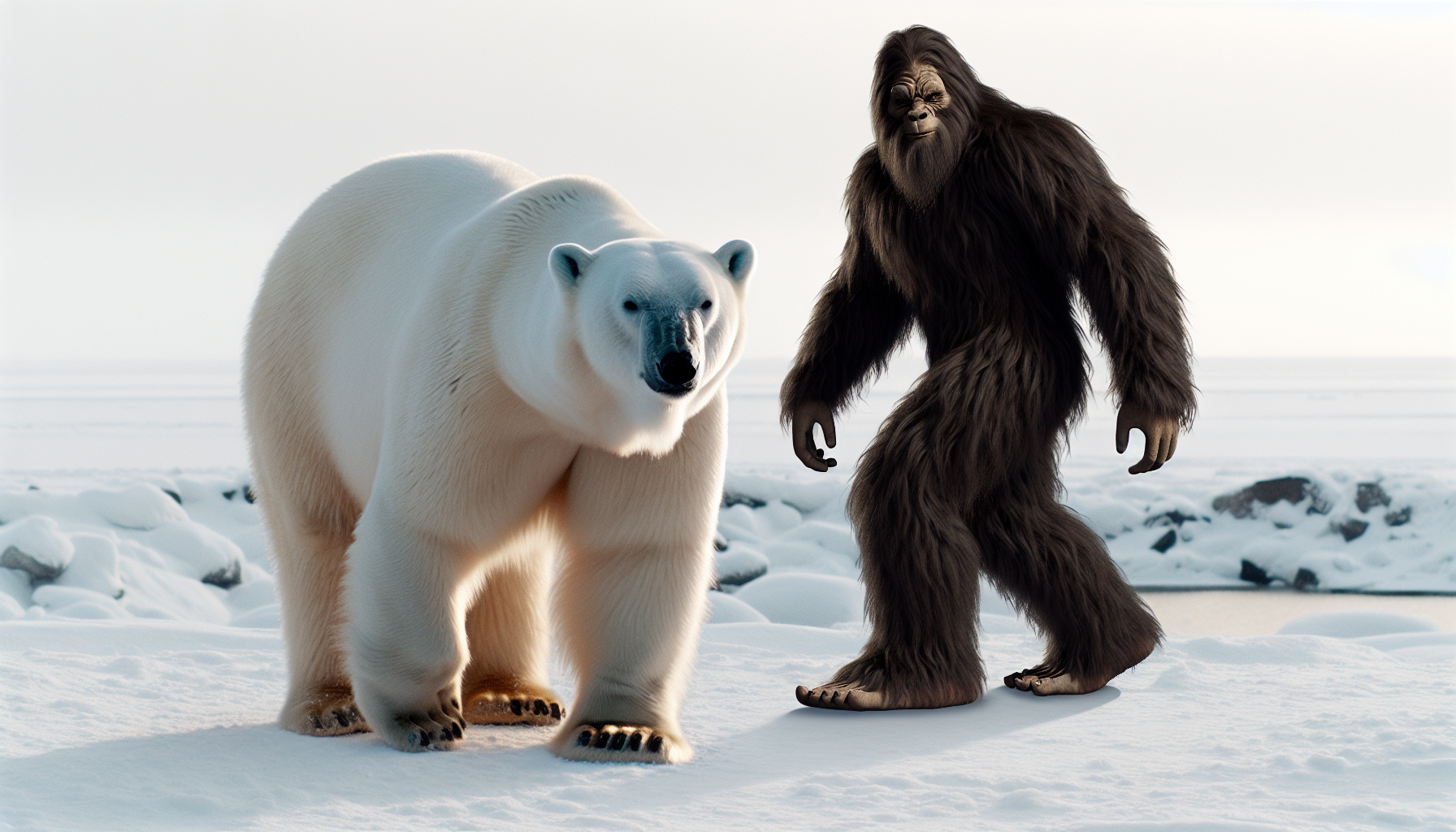 Comparison between a polar bear and a hypothetical Bigfoot